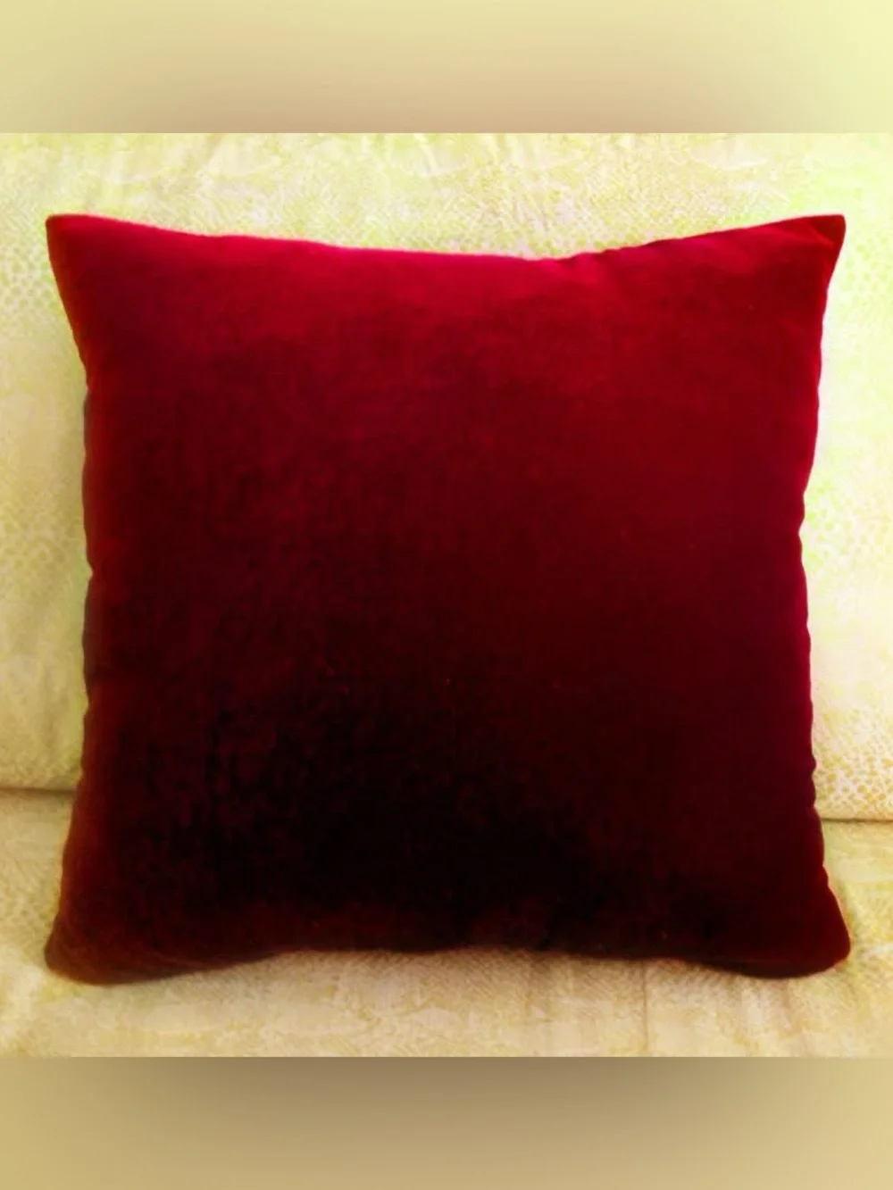 Dark Red Velvet Pillow 16x16 inches. New, soft.